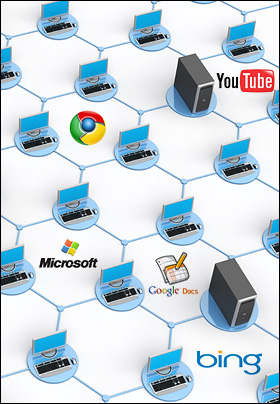 인터넷만 있으면 어떤 컴퓨터로도 '구름 컴퓨터'의 하드 드라이브에 저장된 파일을 불러올 수 있는 환경이 만들어지고 있다.