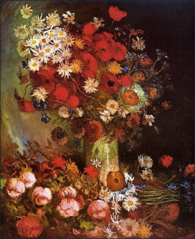 (Vase with poppy, peony, chrysanthemum), 1886, oil on canvas 