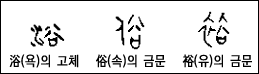  浴(욕) 俗(속) 裕(유)