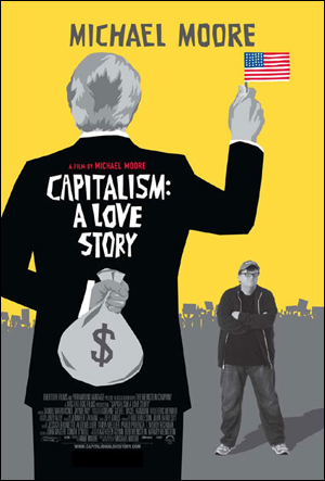 마이클 무어의 새 다큐멘터리 <자본주의: 러브스토리> 포스터. 10월 2일부터 미국 전역에 상영된다.