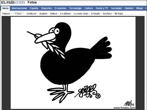 스페인의 정론지 <엘파이스>에 실린 검은 비둘기 만평.
