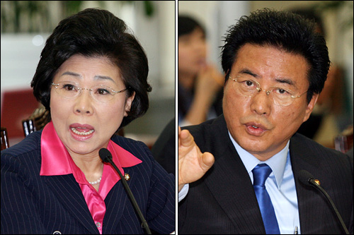 한나라당 김옥이 의원(왼쪽)과 이윤성 의원(자료사진)