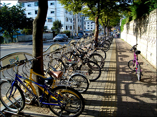 경기도 안산시 와동중학교 앞 자전거거치대
