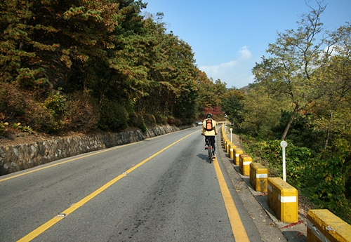 자전거 동호회 친구분이 찍어준 사진인데 이런 오르막길이 남한산성입구까지 계속됩니다.