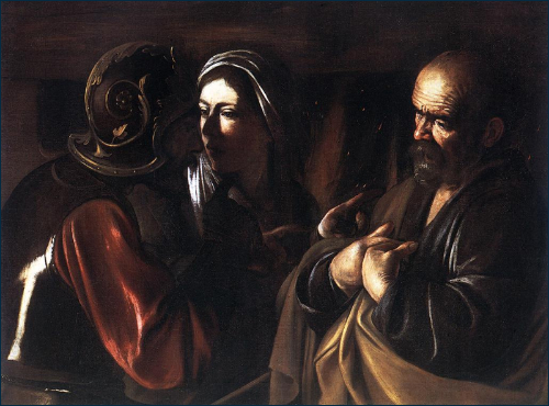 시몬 베드로의 부인(The Denial of St. Peter) Oil on canvas, 1610, Shickman Gallery, New York, USA  