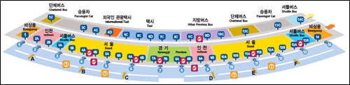 인천공항 버스정류장에는 전국 곳곳으로 향하는 버스가 운행된다