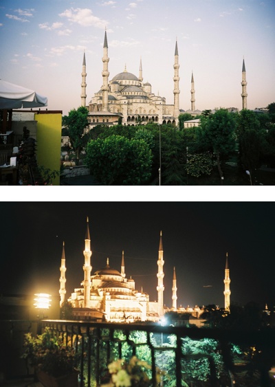 이슬람 사원 '블루 모스크'의 낮과 밤
