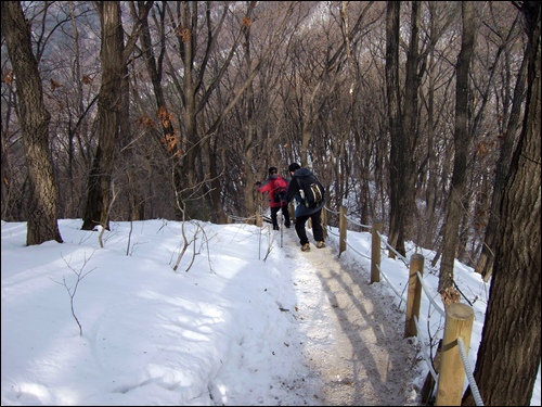  엉금엉금 미끄러운 눈길