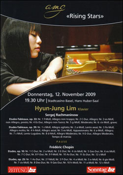 스위스에서 열린 피아니스트 임현정 독주회 포스터