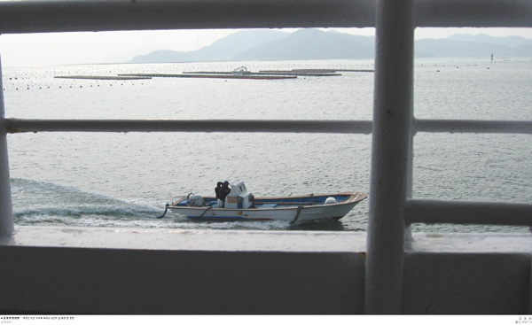 여객선 난간 사이로 보이는 소안도 섬 풍경 몇 장면
