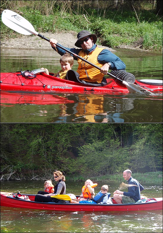 카약과 카누를 타고 즐기는 가족여행.
