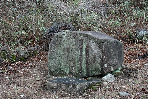 부도전 울타리 밖에 자연석으로 된 사리탑. ‘性允首座舍利塔’이라고 새겨 놓았다.