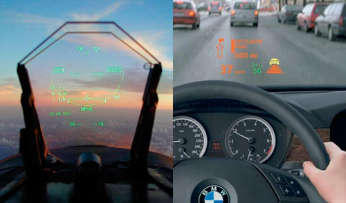 HUD(Head Up Display) 앞면 유리에 속도, 방향 등의 정보를 표시해주는 내비게이션