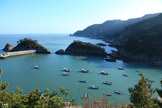 가장 한국적인 아름다움을 지닌 어촌의 모습이다. 다산 정약용의 형인 정약전이 <자산어보>를 완성한 유배지가 이곳 사리마을이다. 사리 포구 앞에는 7개의 작은 섬들이 있는데 '칠형제바위'라고도 불린다. 