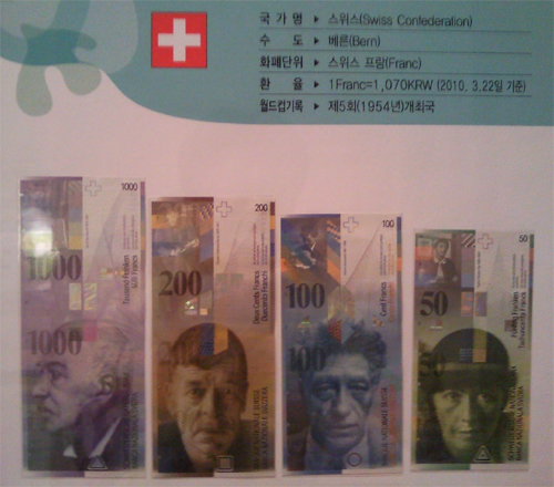  스위스 화폐에 있는 인물은 사진일까?