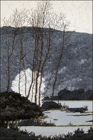 '우포늪에서-달그림자' 청바지 천(denim) 91×65×6cm 2010