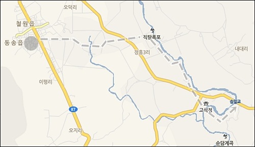 강원도 철원군 동송읍 버스터미널에서 가을들녘을 지나 직탕폭포-고석정-승일교까지의 한탄강변을 달렸다.