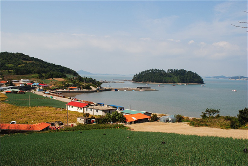 진도의 바닷가 마을 풍경 