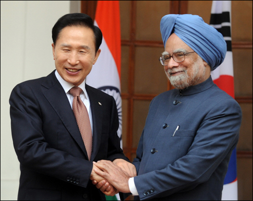 올해 1월 이명박 대통령과 만모한 싱 인도 총리의 정상회담  
