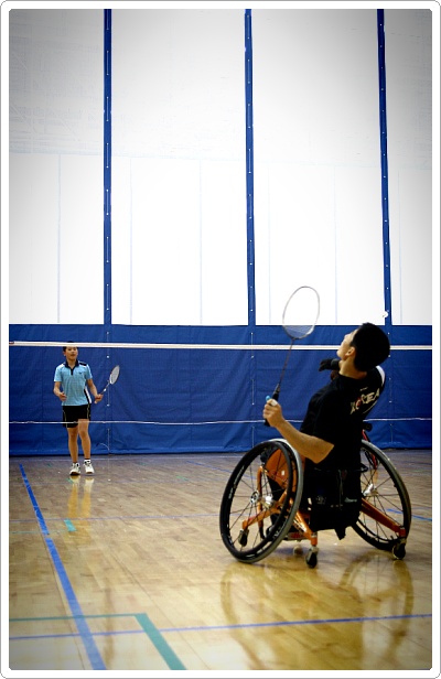 휠체어 배드민턴 선수의 훈련 모습 대한민국은 휠체어 배드민턴에서 세계 정상급의 선수들을 확보하고 있다.