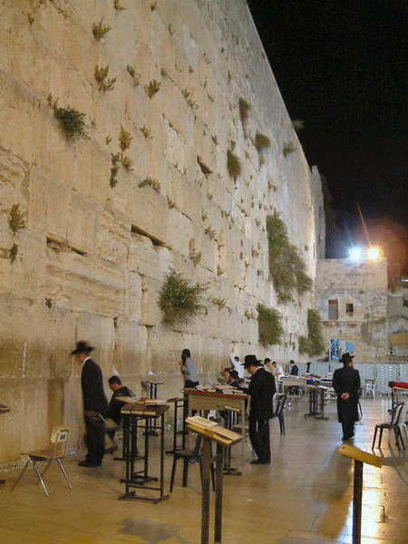 AD70년경 로마군대의 침공으로 처참하게 부셔진 유대교 신전으로 해마다 많은 이스라엘인들이 남아있는 서쪽 벽앞에 와서 지난 슬픈 역사가 되풀이 되지 않도록 기도하고 통곡한다.