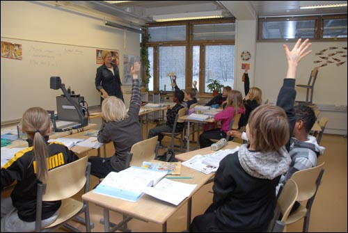 핀란드 타흐티엔종합학교 학생들 모습. 