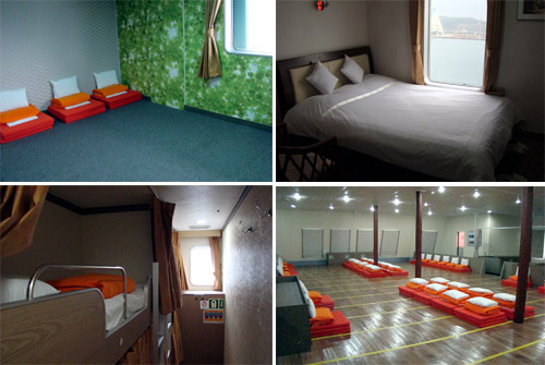 크루즈 여객선 내의 다양한 침실.