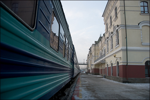 블라디보스토크 기차역 길게 늘어선 횡단열차