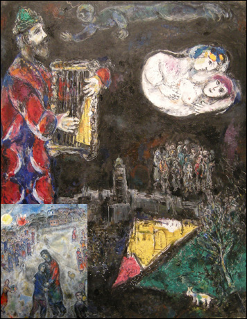 '다윗성채(La Tour de David)' 캔버스에 유화 117×90cm 1968-1971. <니스샤갈미술관소장> '회개한 탕자(Le Fils prodigue)' 162×122cm 1975-1976(아래)
ⓒ Marc Chagall/ADAGP, Paris-SACK, Seoul, 2010 Chagall(R)