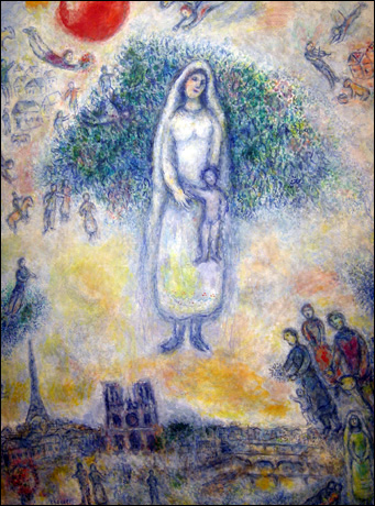 '파리 위에 신부(La Mariee au dessus de Paris)' 유화 130×96cm 1977. <개인소장>
ⓒ Marc Chagall/ADAGP, Paris-SACK, Seoul, 2010 Chagall(R)