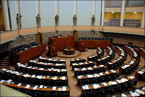핀란드 의회 내부 모습. 