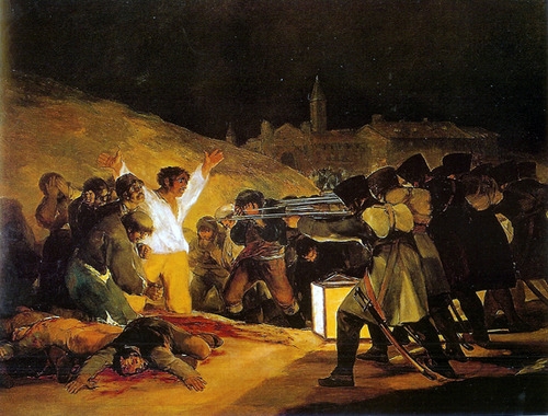 나폴레옹의 프랑스 군대가 에스파냐를 침략해 벌인 민간인 학살을 소재로 한 그림이다. 이 그림은 이후 피카소의 그림 <한국에서의 학살>에 영향을 준 것으로 보인다. 그렇지만 고야는 이런 계열과는 전혀 다른 그림도 많이 그렸다.