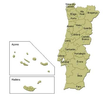 포르투갈 행정구역 지도