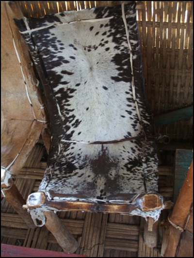 동물가죽을 덧대어 만든 아름다운 의자