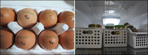 김씨는 달걀에 유통기한을 적어 기한 내에 사용할 수 있도록 했고 플라스틱 통을 이용해 냉장고 내부를 정리했다.