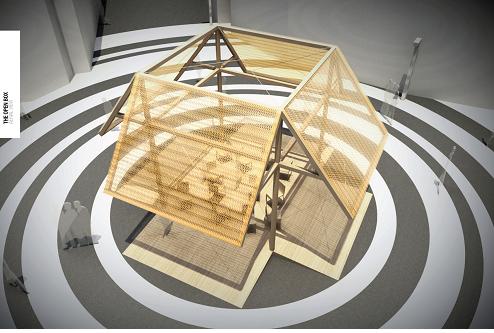 광주디자인비엔날레에 세계적 건축가중 한 사람인 도미니크 페로의 작품으로 포장마차와 한옥 지붕을 매칭시켜 구상한 작품이다.,