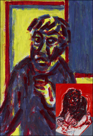 '그림 그리는 남자 1,3(The Painter 1,3)' 한지에 아크릴물감 96×62.5cm 2010. 20세기 인물화의 전형인 베이컨이나 루시안 프로이트와 다른 그만의 자화상을 보여준다