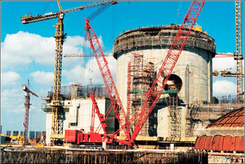 중국 저쟝성의 친산 원전 2단계 건설공정 가운데 1호기 공사현장. 