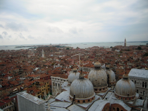 캄파닐레 종탑에서 바라본 베네치아 시내 모습과 아드리아해
