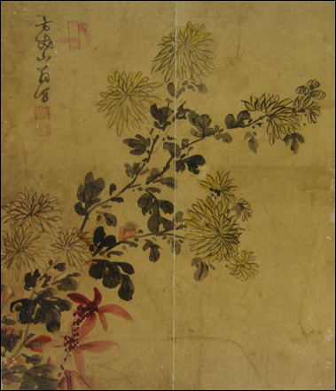 홍진구(1680대~) I'오상고절(서리를 이겨내는 외로운 절개)' 지본채색 32.6×37.6cm  
