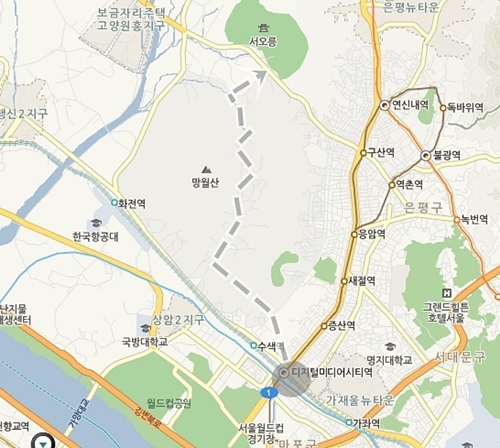 수도권전철 6호선 디지털미디어시티역 5번 출구에서 가까운 봉선 능선길, 서오릉까지 약 9km의 거리이다. 