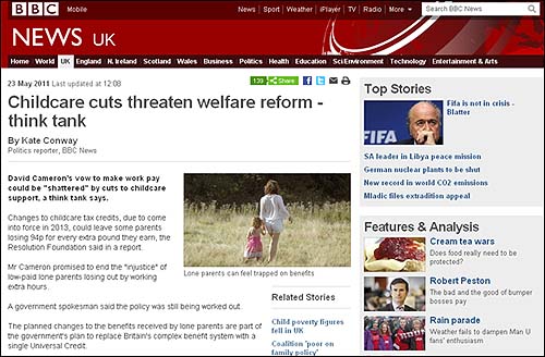 아동 보호 예산 삭감 문제에 대해 보도한 BBC.