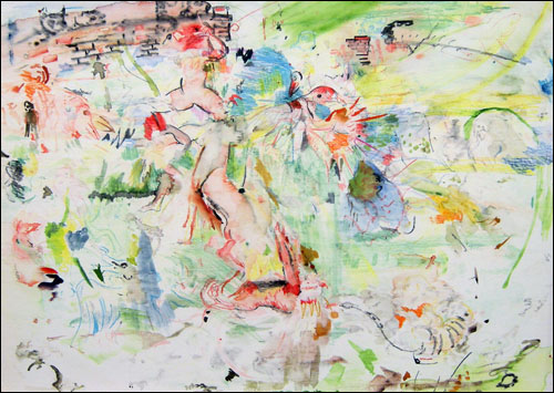 'Untitled' Monotype with watercolor and colored pencils on Lanaquerelle paper 55.9×76.2cm 2010. Courtesy of Cecily Brown and Kukje Gallery
