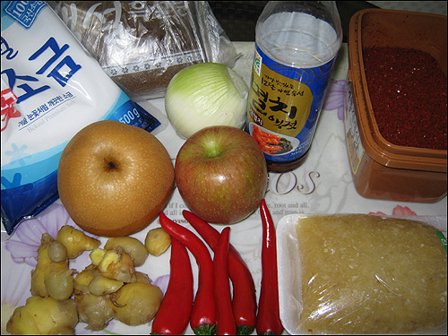 길손이 열무김치를 담그는 법은 조금 특이하다. 감칠맛을 내기 위해 찹쌀풀에 배와 사과를 갈아 넣는 것이다
