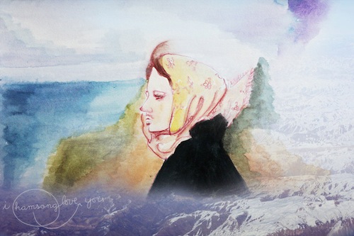  함미나씨의 '추운 겨울의 여인'이라는 작품. 인물화를 그릴때는 실제 모습보다는 그 인물을 보고 떠오르는 이미지나 느낌을 그린다고 한다.