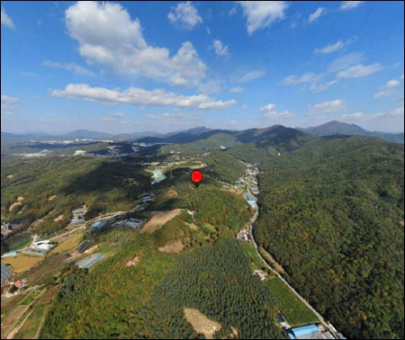 광해군묘가 있는 경기도 남양주시 진건읍 송능리 산59번지. 붉은 동그라미 아래가 광해군묘다. 