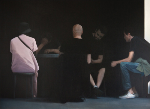  팀 아이텔 I '테이블을 둘러싼 다섯 남자(Five Men Around a Table)' 캔버스에 오일 175×210cm 2011 ⓒ Tim Eitel 
