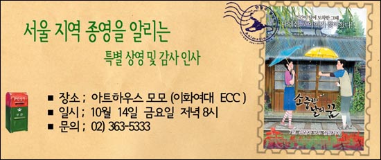  애니메이션 <소중한 날의 꿈>은 6월 23일 개봉해 지금까지 110여 일간 전국 예술영화 전용관 등을 통해 상영됐다. 영화진흥위원회 영화관입장권 통합전상망 자료에 따르면 현재까지 <소중한 날의 꿈>의 누적관객수는 5만 242명이다. 