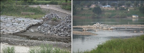 석축으로 지천 보호공사를 했지만 이마저도 붕괴되고, 돌은 이미 준설을 한 한강 가운데까지 흘러가있습니다. 