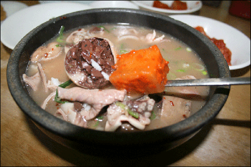 국밥 한 그릇에서 훈김이 모락모락 피어오른다.